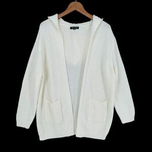 Beecarchil Hooded Cardigan Sweater Loose Knit Open Front XL